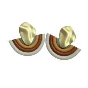 Rainbow Clay Fan Earrings