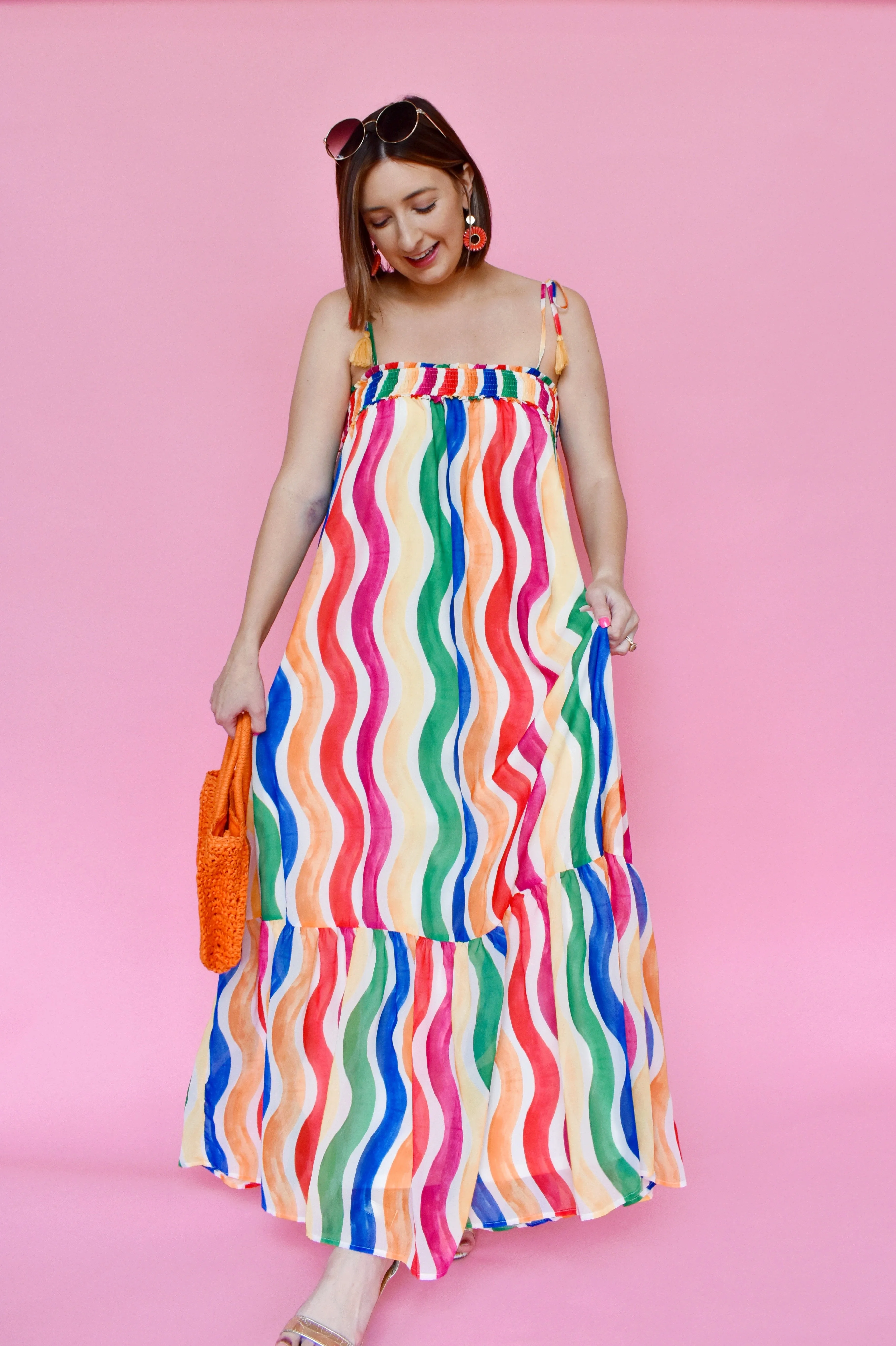 Rainbow Wavy Striped Maxi Dress