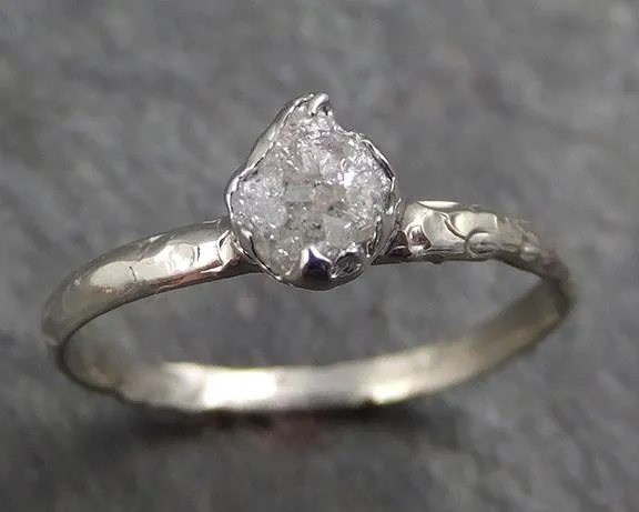 raw rough uncut diamond engagement ring rough diamond solitaire 14k white gold conflict free diamond wedding promise byangeline 0331 Alternative Engagement