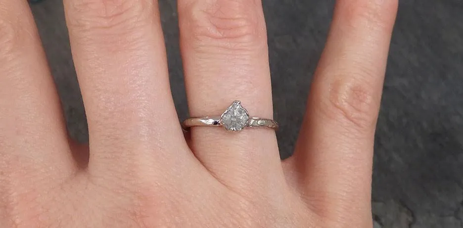 raw rough uncut diamond engagement ring rough diamond solitaire 14k white gold conflict free diamond wedding promise byangeline 0331 Alternative Engagement