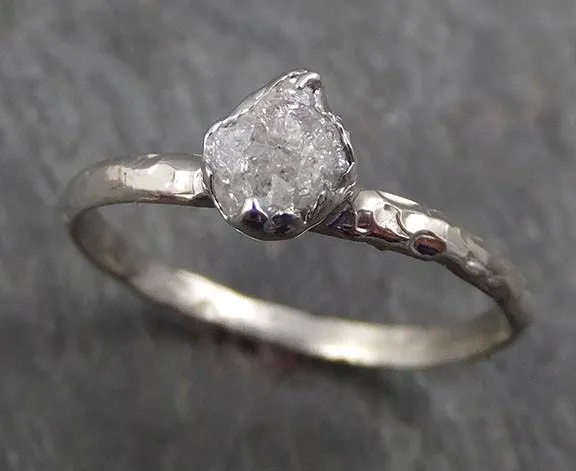 raw rough uncut diamond engagement ring rough diamond solitaire 14k white gold conflict free diamond wedding promise byangeline 0331 Alternative Engagement