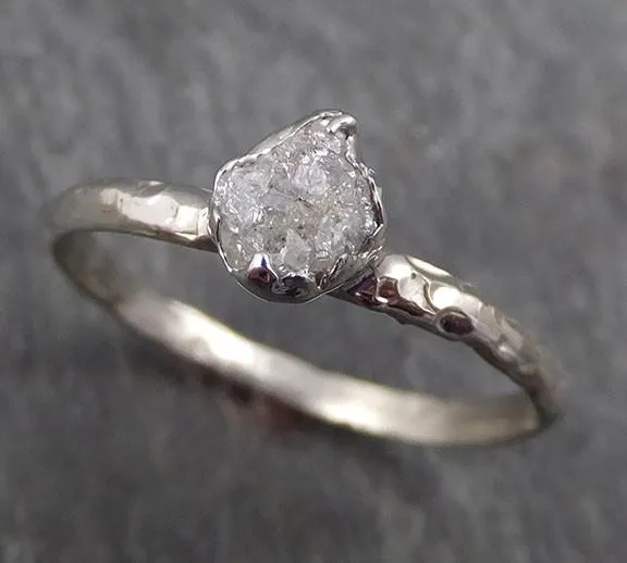 raw rough uncut diamond engagement ring rough diamond solitaire 14k white gold conflict free diamond wedding promise byangeline 0331 Alternative Engagement