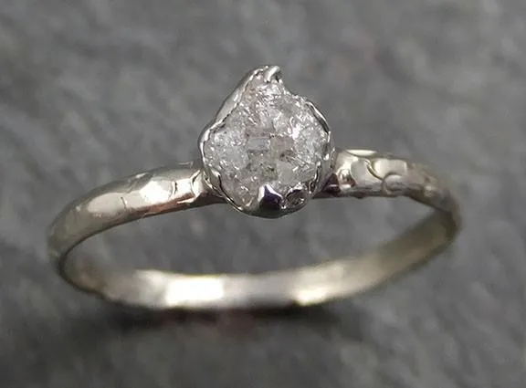 raw rough uncut diamond engagement ring rough diamond solitaire 14k white gold conflict free diamond wedding promise byangeline 0331 Alternative Engagement