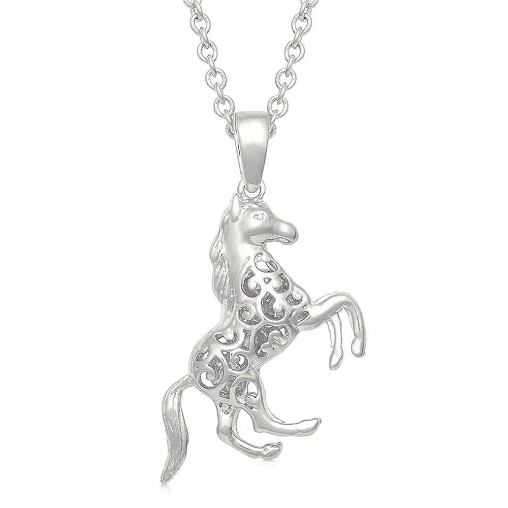 Rearing Horse Charm Necklace