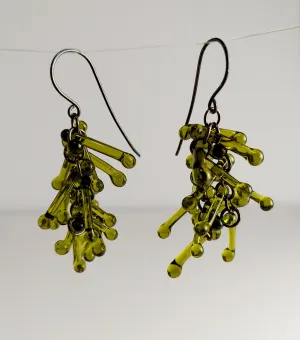 Recycled Green Wine Bottle,  Green Glass Earrings, Statement Earrings, Green Bottle