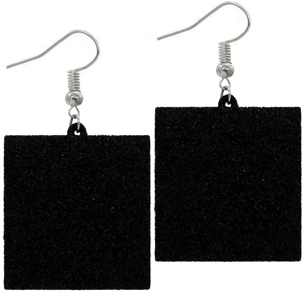 Red Green Striped Rhinestone Felt Earrings
