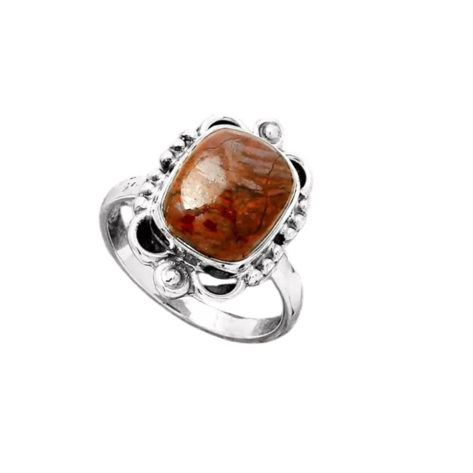 Red Moss Agate Solid 925 Sterling Silver Ring 7.5