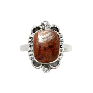 Red Moss Agate Solid 925 Sterling Silver Ring 7.5