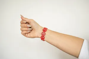 red peace sign bracelet in 18 mm