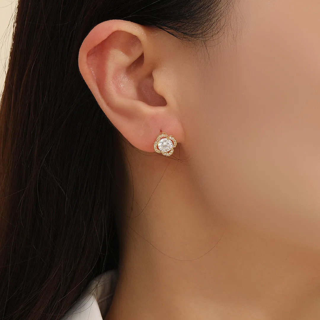 Reet Pehal - Luxurious Petal Solitaire Earrings