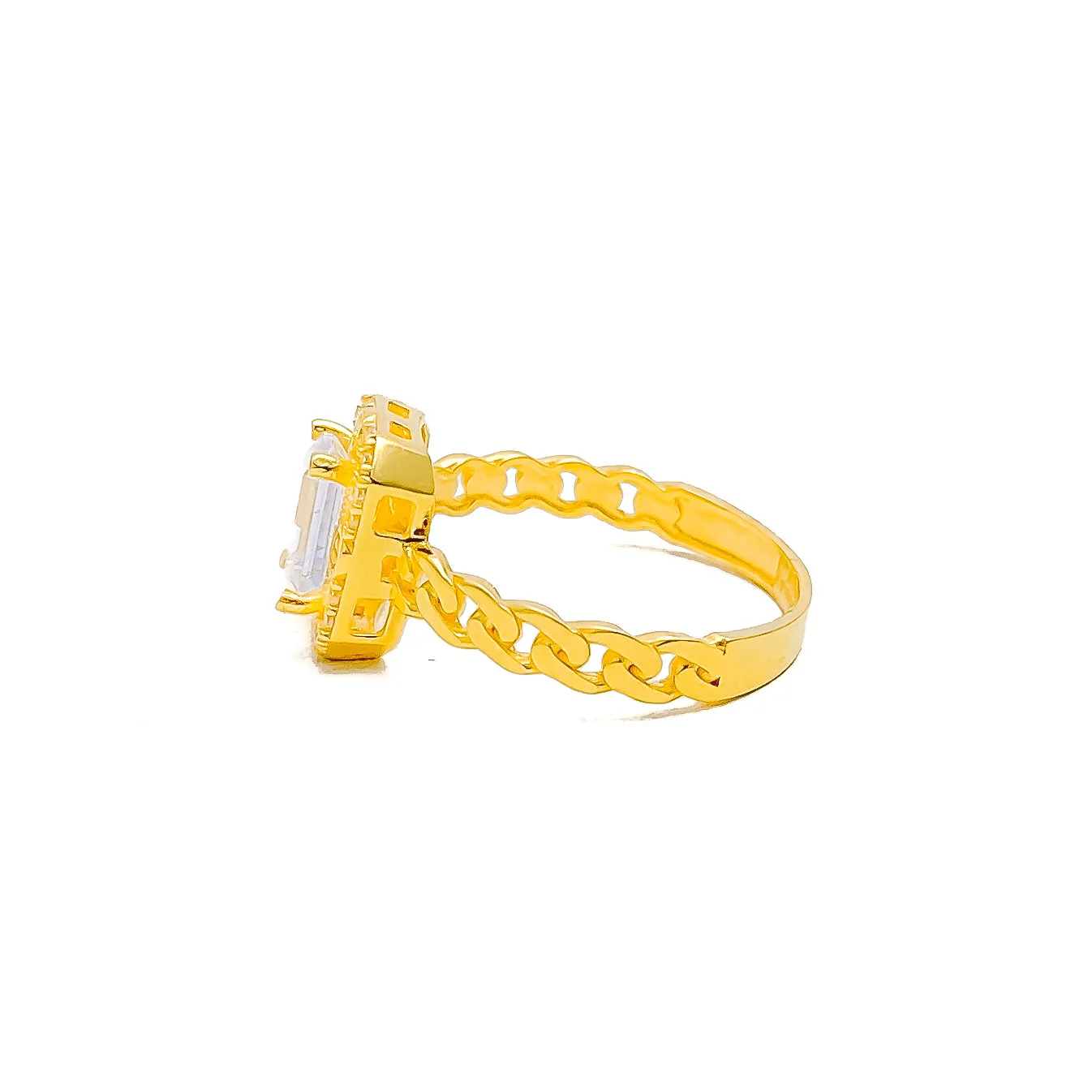 Regal Opulent 22k Gold CZ Ring w/ Solitaire Stone