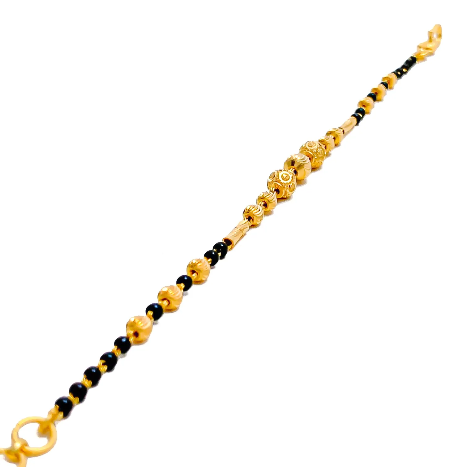 Regal Sophisticated 2k Gold Black Bead Bracelet