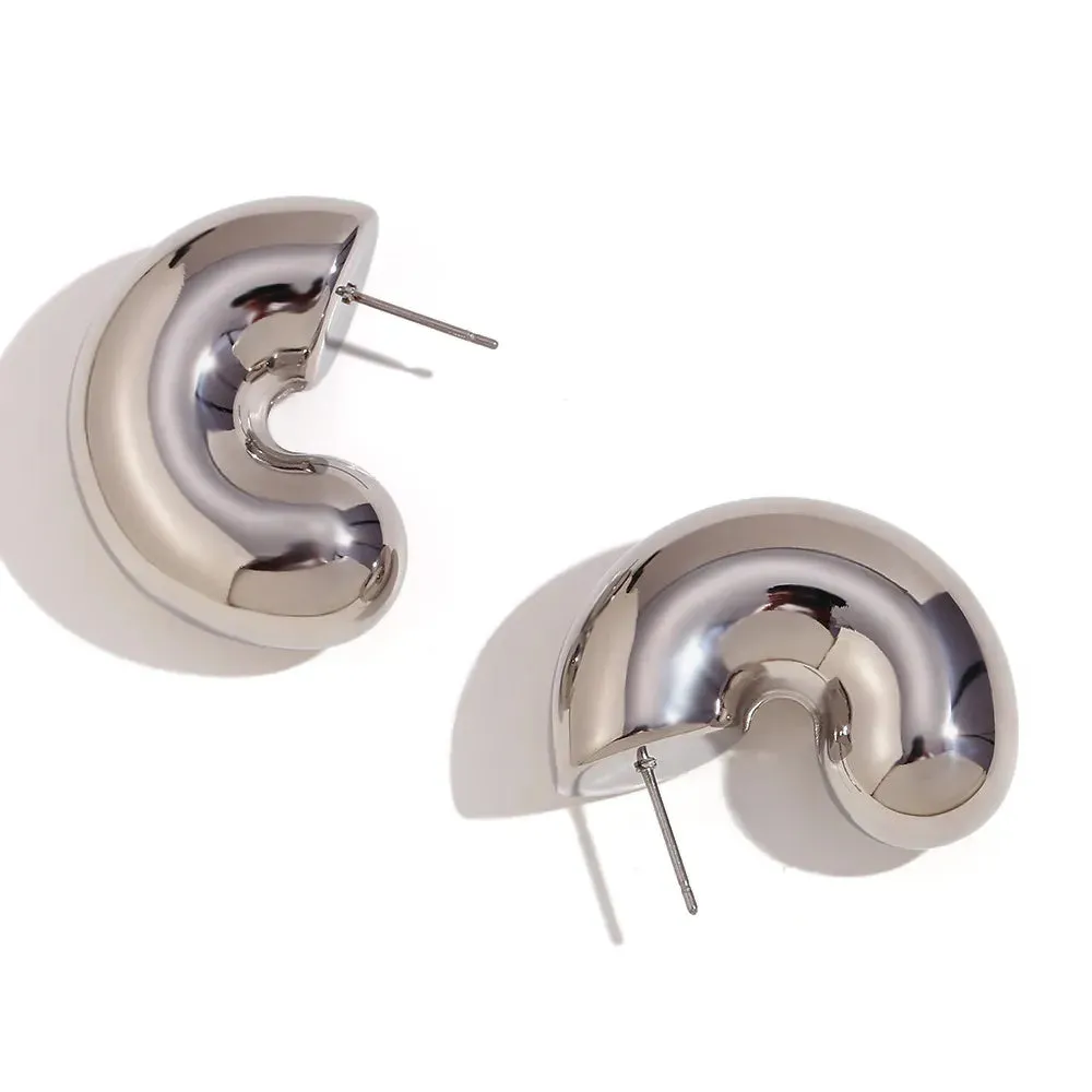 Retro Classic Style C Shape Plating Stainless Steel 18k Gold Plated Ear Studs
