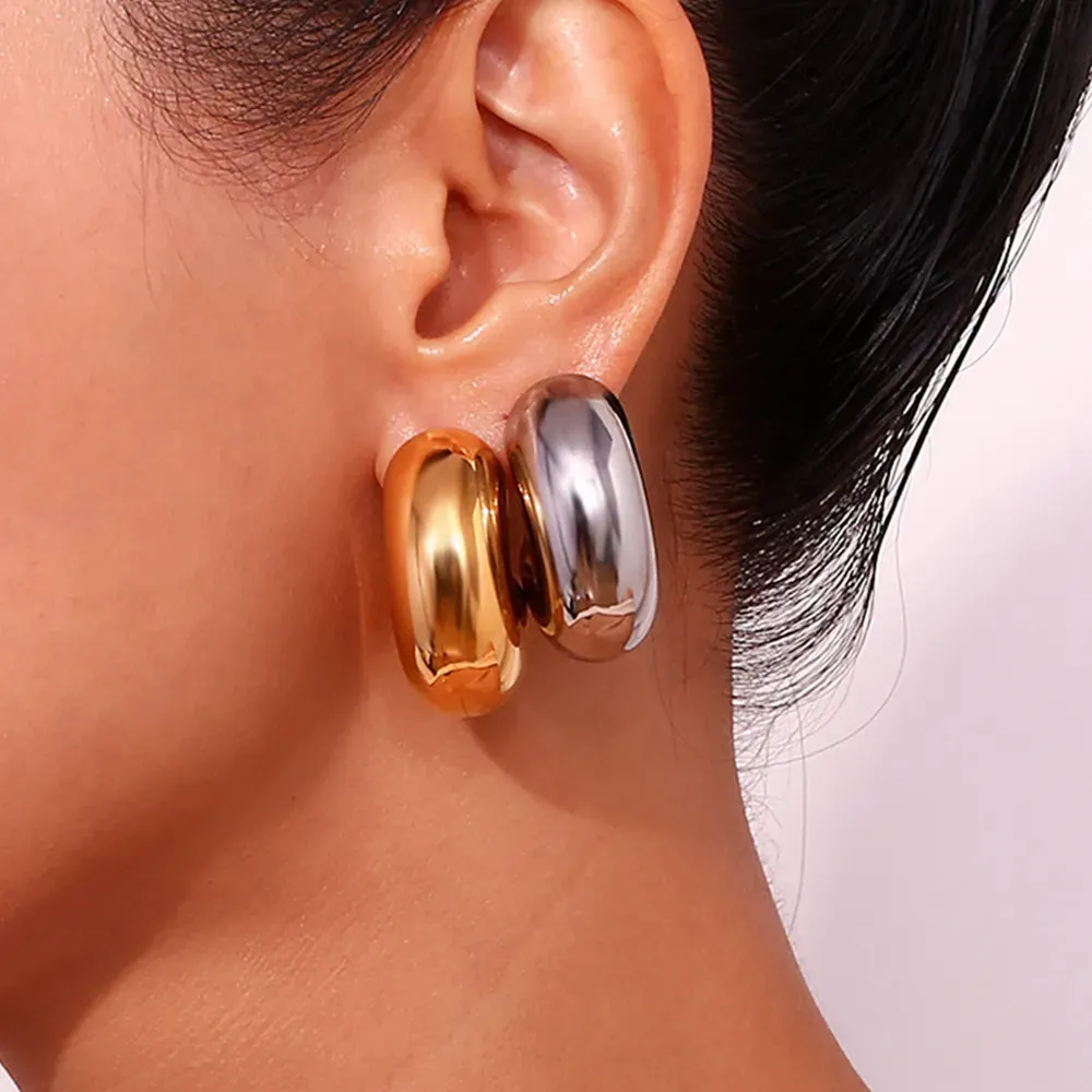 Retro Classic Style C Shape Plating Stainless Steel 18k Gold Plated Ear Studs
