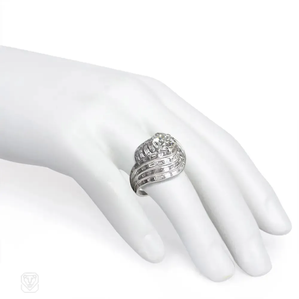 Retro diamond turban cocktail ring, France