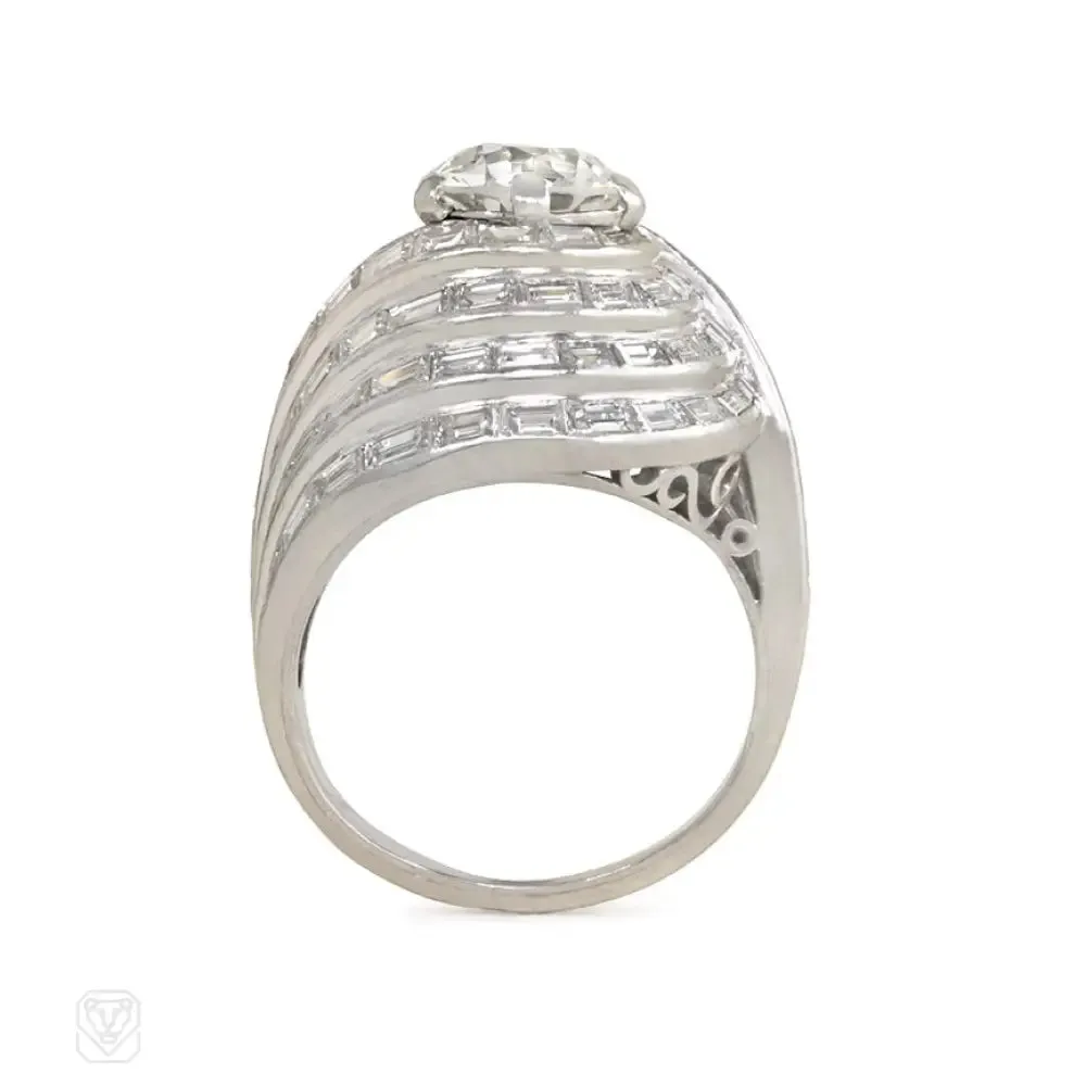 Retro diamond turban cocktail ring, France