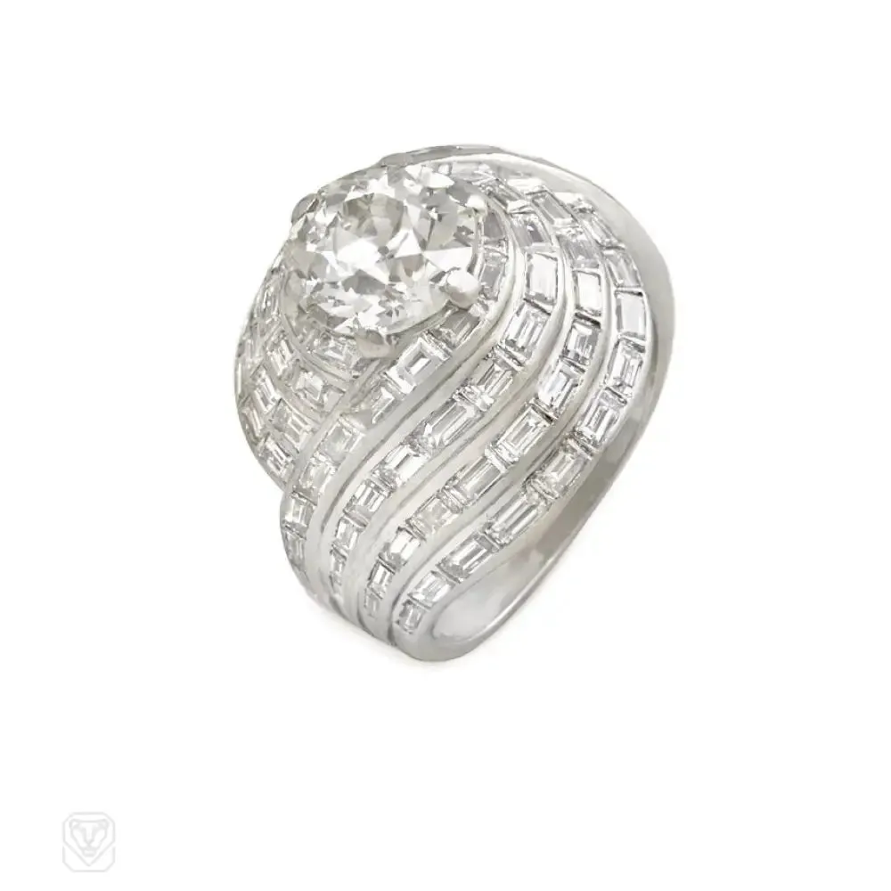 Retro diamond turban cocktail ring, France