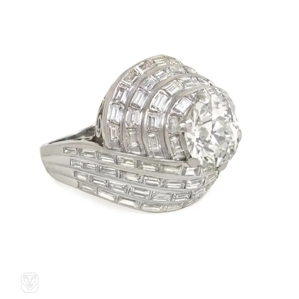 Retro diamond turban cocktail ring, France