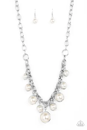 Revolving Refinement Necklace Set & Orbiting Opulence Bracelet - White 2 PC Combo Set