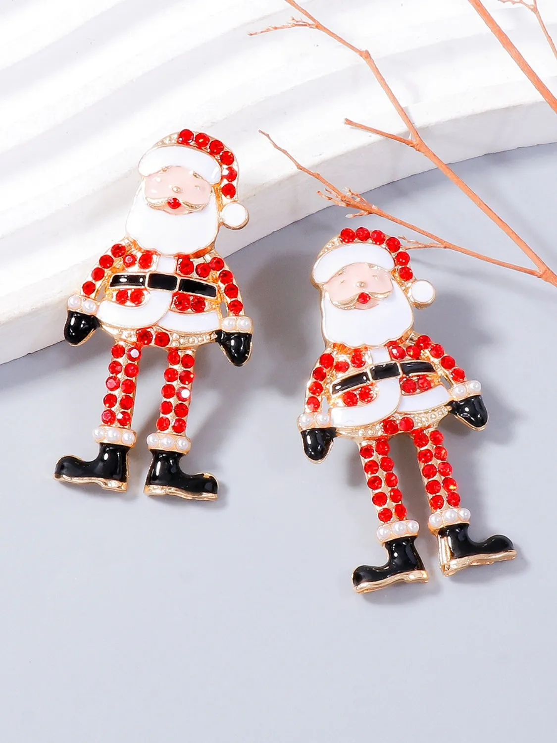 Rhinestone Santa Earrings