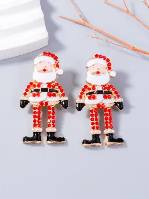 Rhinestone Santa Earrings