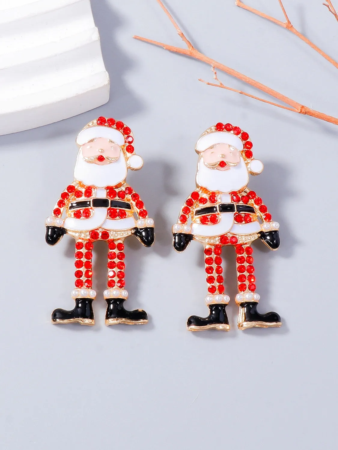 Rhinestone Santa Earrings