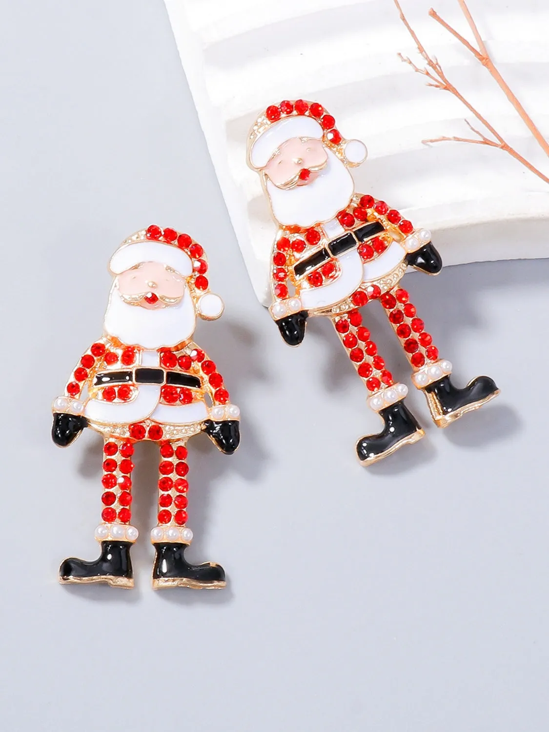 Rhinestone Santa Earrings