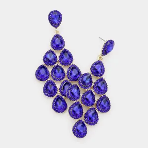 Rhinestone Trim Teardrop Cluster Earrings