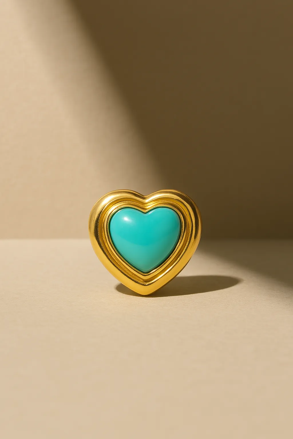 Ridge Heart Turquoise Gold Vermeil Stud Earring