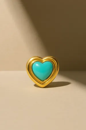 Ridge Heart Turquoise Gold Vermeil Stud Earring