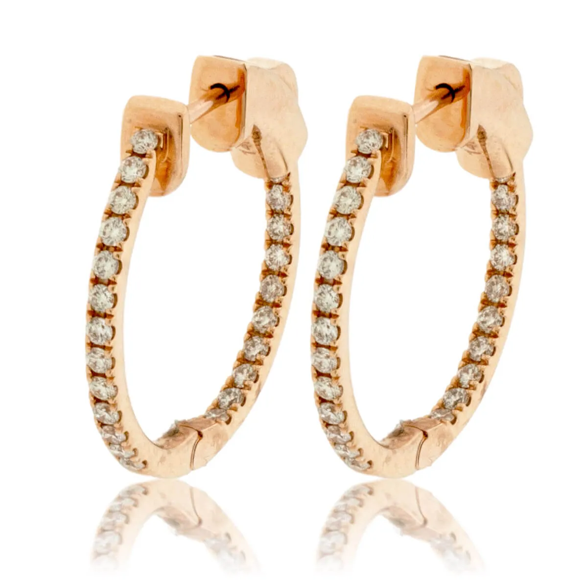 Rose Gold .50 Carat Inside Out Diamond Hoop Earrings