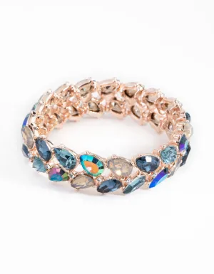 Rose Gold Navette Mix Stretch Bracelet