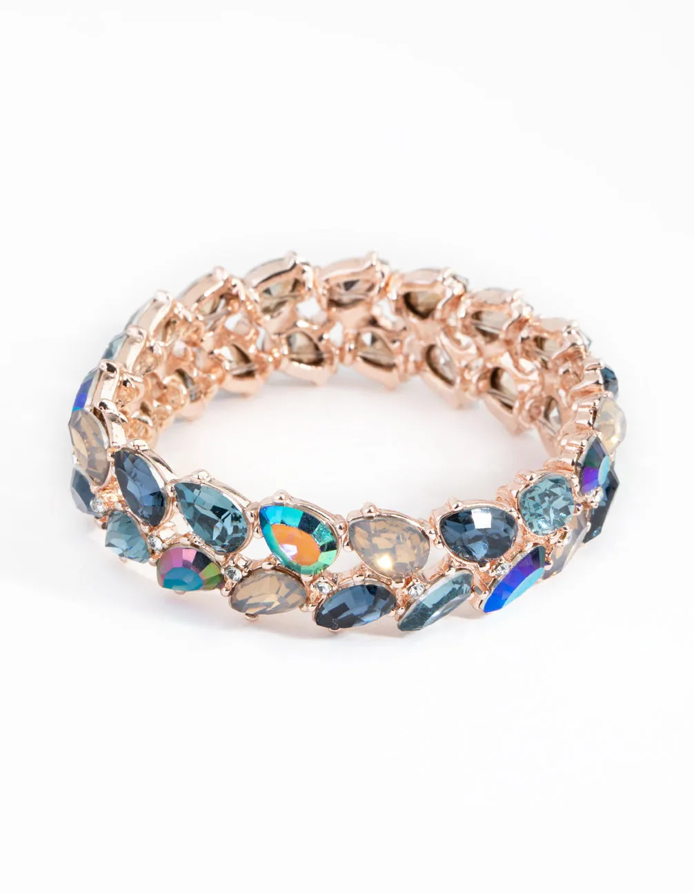 Rose Gold Navette Mix Stretch Bracelet