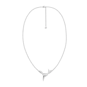 Rose Thorn Branch Pendant - Silver