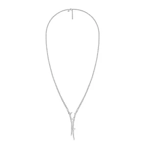 Rose Thorn Drop Lariat - Silver
