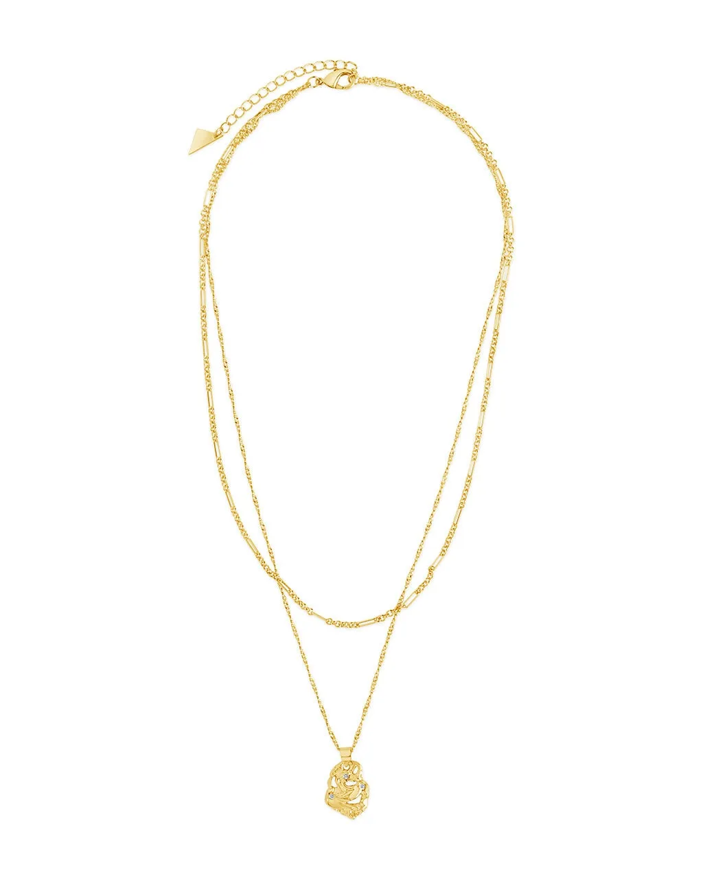 Roslyn CZ Molten Metal Charm Layered Necklace