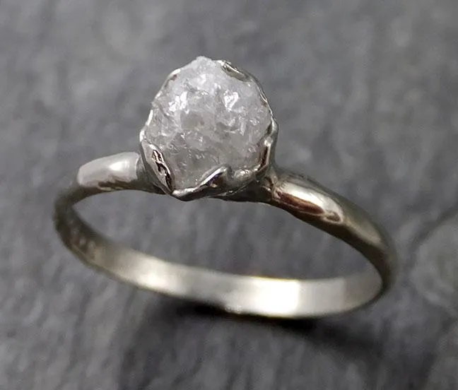 rough diamond engagement ring raw 14k white gold ring wedding diamond solitaire rough diamond ring byangeline 1109 Alternative Engagement