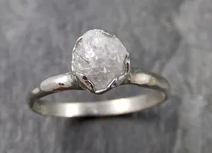 rough diamond engagement ring raw 14k white gold ring wedding diamond solitaire rough diamond ring byangeline 1109 Alternative Engagement