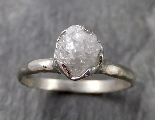 rough diamond engagement ring raw 14k white gold ring wedding diamond solitaire rough diamond ring byangeline 1109 Alternative Engagement