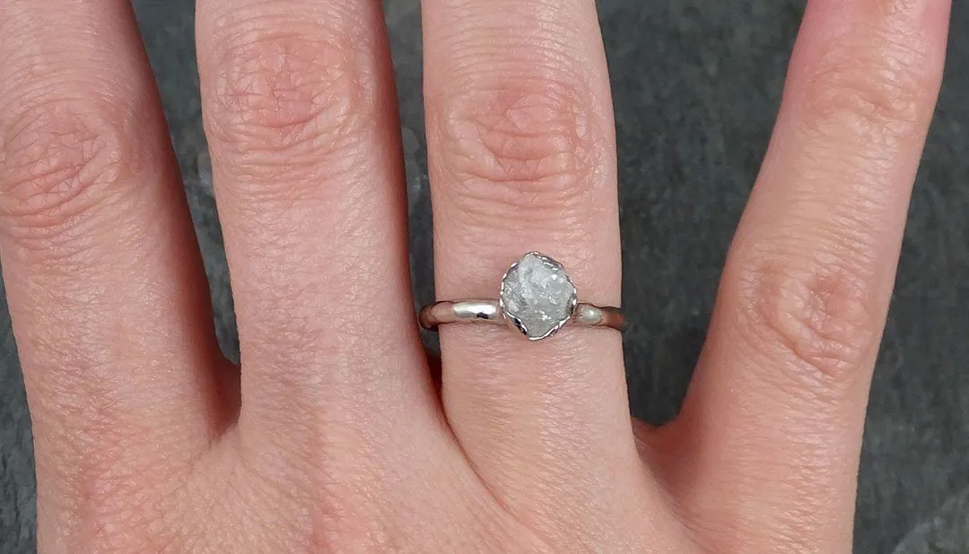 rough diamond engagement ring raw 14k white gold ring wedding diamond solitaire rough diamond ring byangeline 1109 Alternative Engagement