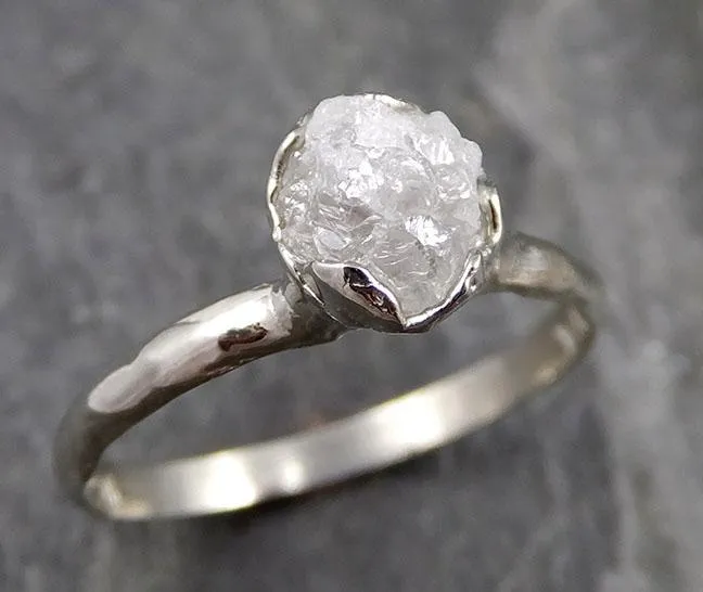 rough diamond engagement ring raw 14k white gold ring wedding diamond solitaire rough diamond ring byangeline 1109 Alternative Engagement