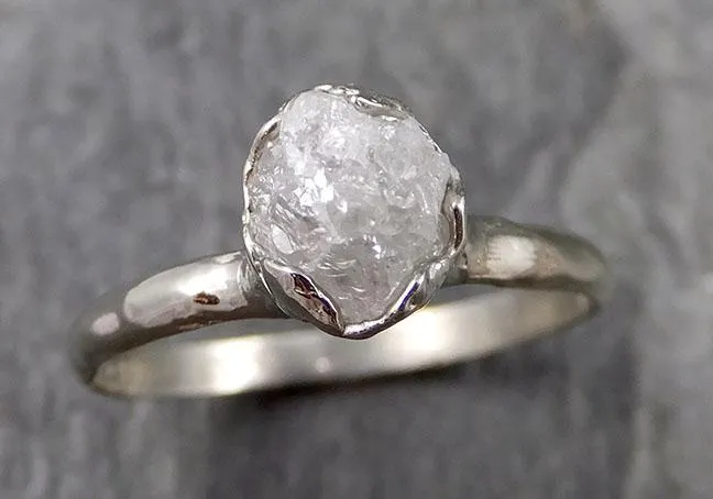 rough diamond engagement ring raw 14k white gold ring wedding diamond solitaire rough diamond ring byangeline 1109 Alternative Engagement