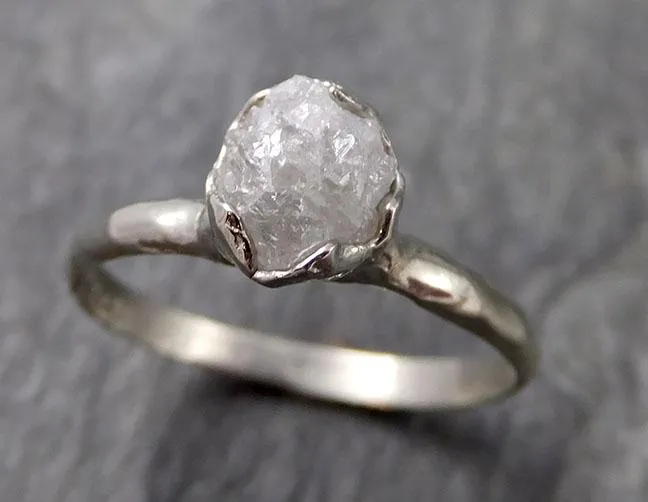 rough diamond engagement ring raw 14k white gold ring wedding diamond solitaire rough diamond ring byangeline 1109 Alternative Engagement