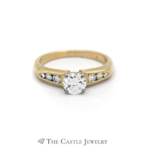 Round Diamond Engagement Ring with Channel Set Accents