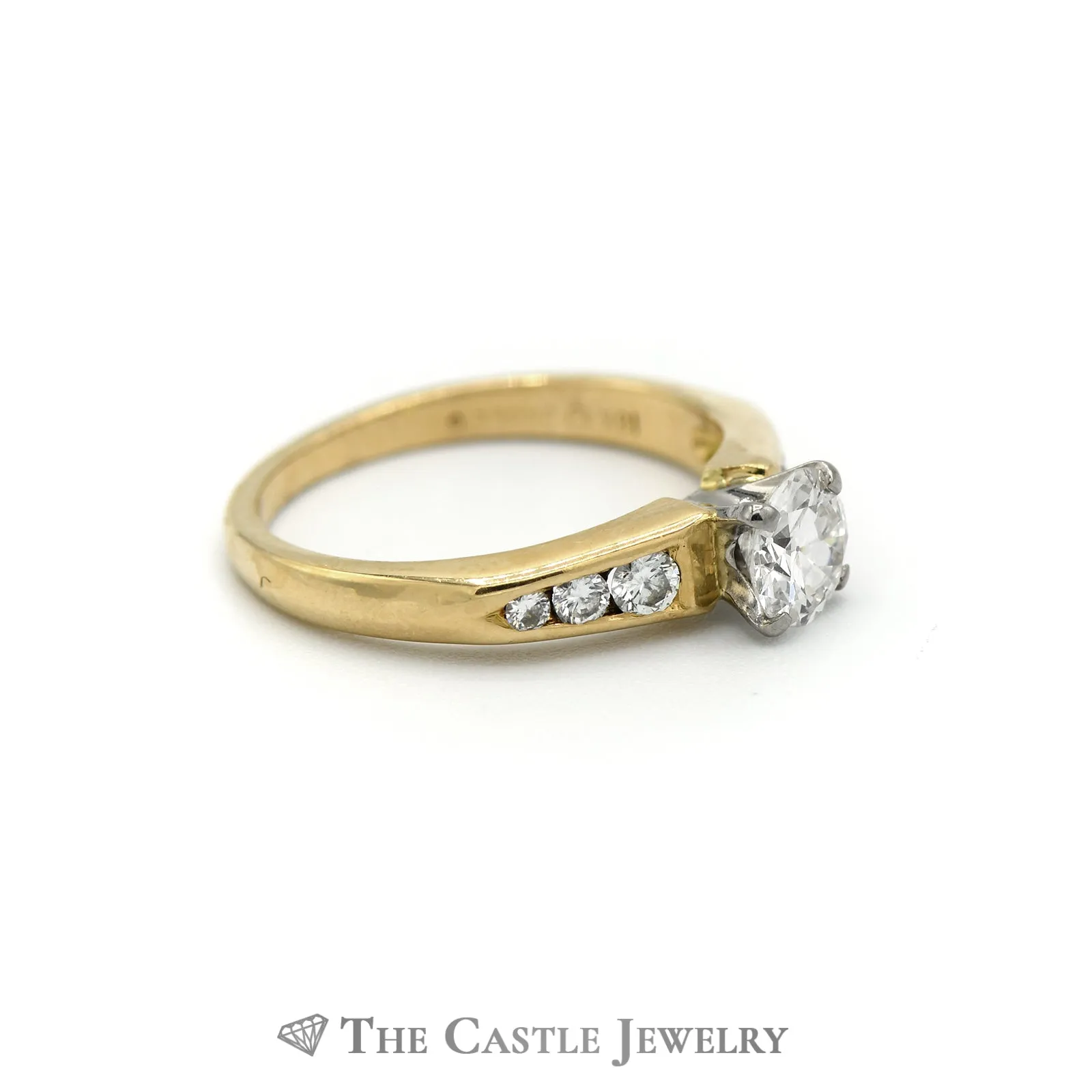 Round Diamond Engagement Ring with Channel Set Accents