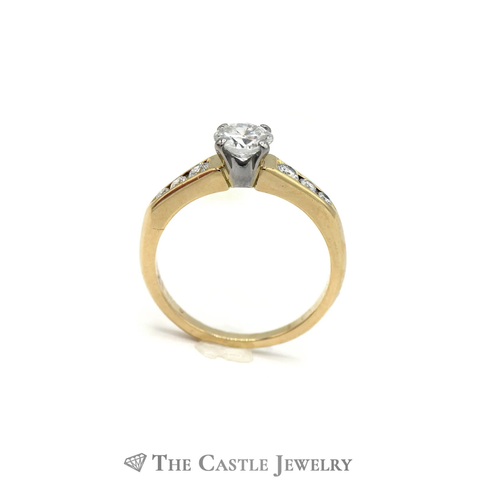 Round Diamond Engagement Ring with Channel Set Accents