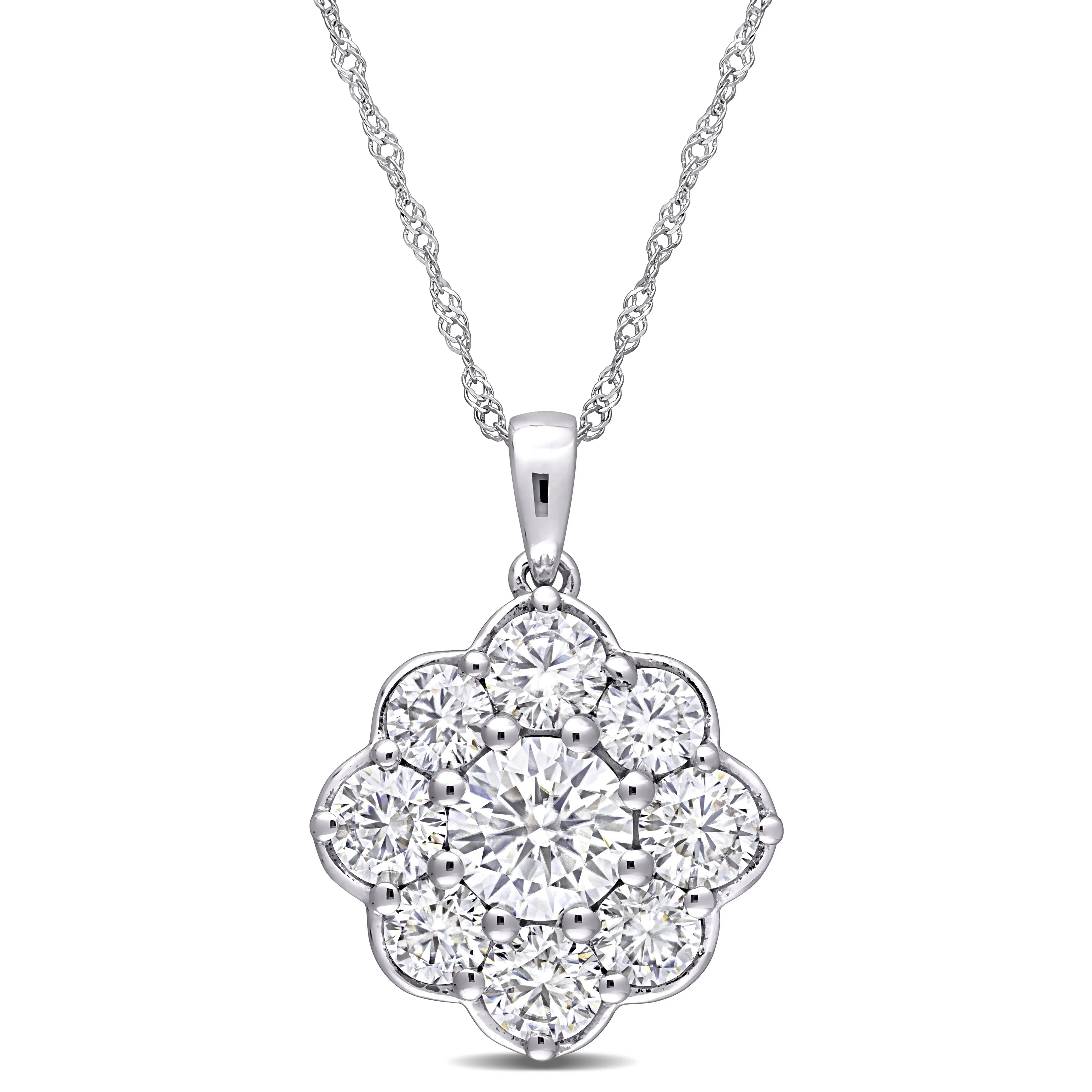 Round Floral Moissanite Pendant