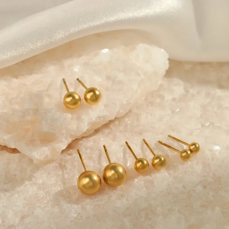 Round Plating 304 Stainless Steel 18K Gold Plated Ear Stud