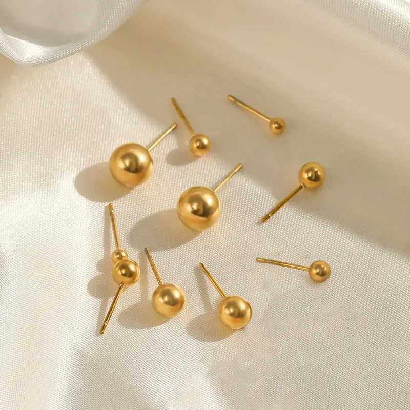 Round Plating 304 Stainless Steel 18K Gold Plated Ear Stud