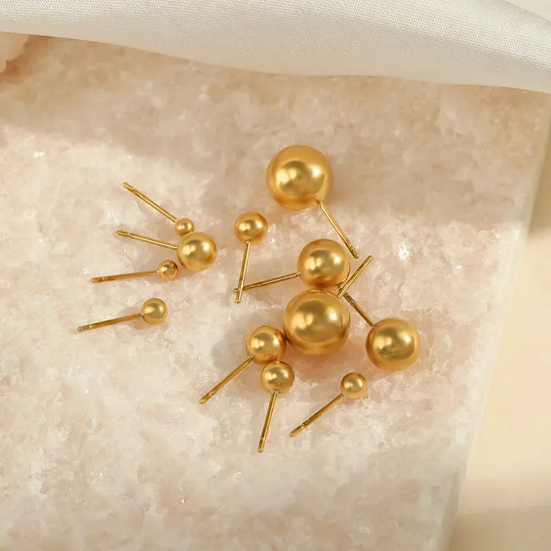 Round Plating 304 Stainless Steel 18K Gold Plated Ear Stud